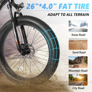 PEXMOR 26" 500W Fat Tire E-bike 7-Speed