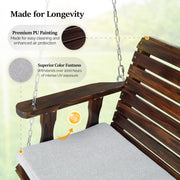 VINGLI 4FT Wooden Patio Porch Swing with Cushions 880lbs