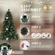 VINGLI 6ft Pre-lit Artificial Christmas Tree with LED Light Pinescones Xmas Pine Tree for Home Decoration Indoor Outdoor
