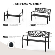 VINGLI 50in Outdoor Patio Bench Metal Bench Black
