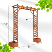 VINGLI Wooden Garden Arbor with Planter Wedding Arch for Ceremony Wood Garden Arbour Trellis for Plant Climbing