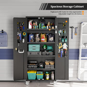 VINGLI 72 Inch Tall Metal Storage Cabinet with Locking Doors and 4 Adjustable Shelves Tool Cabinet with Pegboard