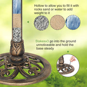 VINGLI 28" Bird Bath with Solar Power Lightweight Antique Outdoor Garden