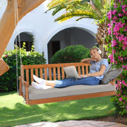 VINGLI 6FT Porch Swing Daybed 880Ibs Pine Wood Patio Hanging Swing with Cushions