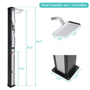 VINGLI 7.5 FT 10.6 Gallon Solar Heated Shower with Handheld Shower Head and Foot Shower Tap