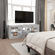 VINGLI 57" Mirrored  TV Stand with LED Lights