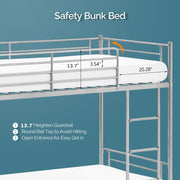 VINGLI Metal Bunk Bed Twin Over Twin Sturdy Frame with Safety Guard Rail & Removable Ladder