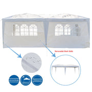 VINGLI 10 X 20 FT Pop Up Canopy Tent with 6 Removable Sidewalls & Carry Bag White/Black/Blue