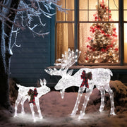 VINGLI 1/2/3 Piece Lighted Christmas Reindeer Family Set Outdoor Yard Decoration White/Gold/Brown