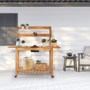 VINGLI Mobile Garden Potting Bench Table with Removable Sink Storage Shelves