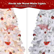 VINGLI 6ft Pre-lit Artificial Christmas Pine Tree with 250 Warm White Lights for Xmas Tree Holiday Party Decorations Green/White/Black/Pink