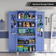 VINGLI 72 Inch Tall Metal Storage Cabinet with Locking Doors and 4 Adjustable Shelves Tool Cabinet with Pegboard