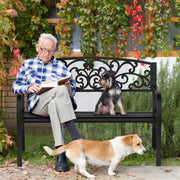 VINGLI 50 Inch Patio Metal Bench Black