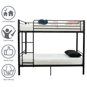 VINGLI Metal Bunk Bed Twin Over Twin Sturdy Frame with Safety Guard Rail & Removable Ladder