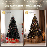 VINGLI 6ft Pre-lit Artificial Christmas Pine Tree with 250 Warm White Lights for Xmas Tree Holiday Party Decorations Green/White/Black/Pink