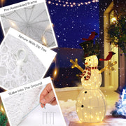 VINGLI Christmas Snowman Outdoor Decorations Pre-lit LED Lights Snowman with Broom/Birds
