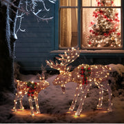 VINGLI 1/2/3 Piece Lighted Christmas Reindeer Family Set Outdoor Yard Decoration White/Gold/Brown