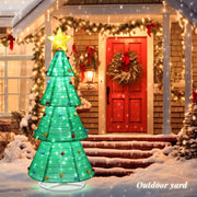 VINGLI 6ft Lighted Collapsible Christmas Tree Pre-lit Pop-up Xmas Tree with Top Star Metal Base for Holiday Garden Porch Backyard Decor