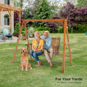 VINGLI Wooden Patio Swing Heavy Duty 880 LBS with Upgraded XL Size Seat Depth & Back Height Outdoor Porch Swing
