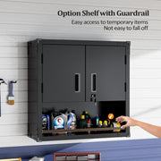 VINGLI 30 Inch Wall Metal Storage Cabinet with Locking Doors Adjustable Tool Cabinet for Garage Basement Black