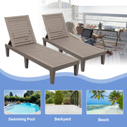VINGLI Outdoor Chaise Lounge Waterproof Resin Pool Lounge Chair with 5-Level Adjustable Backrest