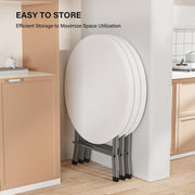 VINGLI 32" Portable Folding Table Plastic Card Table Round