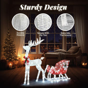 VINGLI 1/2/3 Piece Lighted Christmas Reindeer Family Set Outdoor Yard Decoration White/Gold/Brown