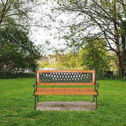 VINGLI 49.5 Inch Outdoor Garden Bench Deck Hardwood Cast Iron Love Seat