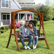 VINGLI 5FT Wooden Patio Porch Swing with Cushions 880lbs