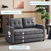 VINGLI LS104 80" Fabric Loveseat Sleeper Sofa with Storage Pocket