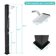 VINGLI 7.5 FT 10.6 Gallon Solar Heated Shower with Handheld Shower Head and Foot Shower Tap