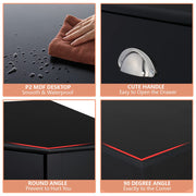 VINGLI Wood Corner Desk with Drawer and Storage Triangle Computer Desk Black