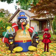 VINGLI 6/10FT Turkey with Pilgrim Hat/ Colorful Tail Thanksgiving Decor Party Decorations
