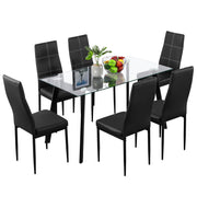 VINGLI 7 Pieces Glass Dining Table Set Kitchen Dinner Table Room Table Set