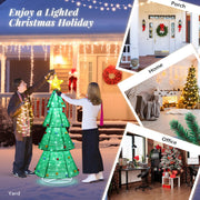 VINGLI 6ft Lighted Collapsible Christmas Tree Pre-lit Pop-up Xmas Tree with Top Star Metal Base for Holiday Garden Porch Backyard Decor