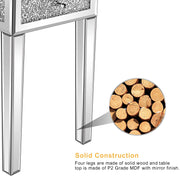 VINGLI Mirrored Nightstand Narrow End Table Glass Bed Side Table Silver