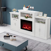 VINGLI 80" Fireplace TV Stand with Shelves and Side Cabinets Entertainment Center