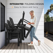 VINGLI Folding Adirondack Chair with Cup Holder Plastic All-Weather Outdoor Chairs