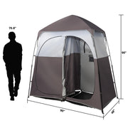 VINGLI 7.5 FT Instant Pop Up Shelter 2 Room Shower Tent with Carrying Bag for Outdoor Camping Blue/Brown