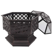 VINGLI 22" Wood Portable Burning Fire Pit Hex Shaped