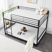 VINGLI Full Bunk Bed Kids Low Bunk Bed Heavy Duty Full/Full Bed Black