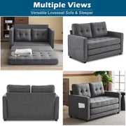 VINGLI 80" Fabric Loveseat Sleeper Sofa with Side Storage Pocket