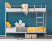 VINGLI Metal Bunk Bed Twin Over Twin Sturdy Frame with Safety Guard Rail & Removable Ladder
