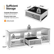 VINGLI 57" Mirrored  TV Stand with LED Lights