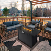 VINGLI Propane Fire Pit Table with Glass Wind Guard