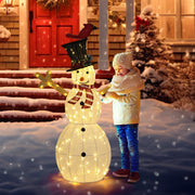 VINGLI Christmas Snowman Outdoor Decorations Pre-lit LED Lights Snowman with Broom/Birds