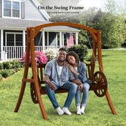 VINGLI 5FT Porch Swing with Wagon Wooden Wheel S104 MQQ 524