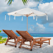 VINGLI Wooden Patio Lounger Chair with Wheels