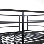 Vingli Metal Bed Frame with Table Shelf Elevated Bed Iron Bed Black