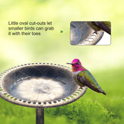 VINGLI 28" Bird Bath with Solar Power Lightweight Antique Outdoor Garden